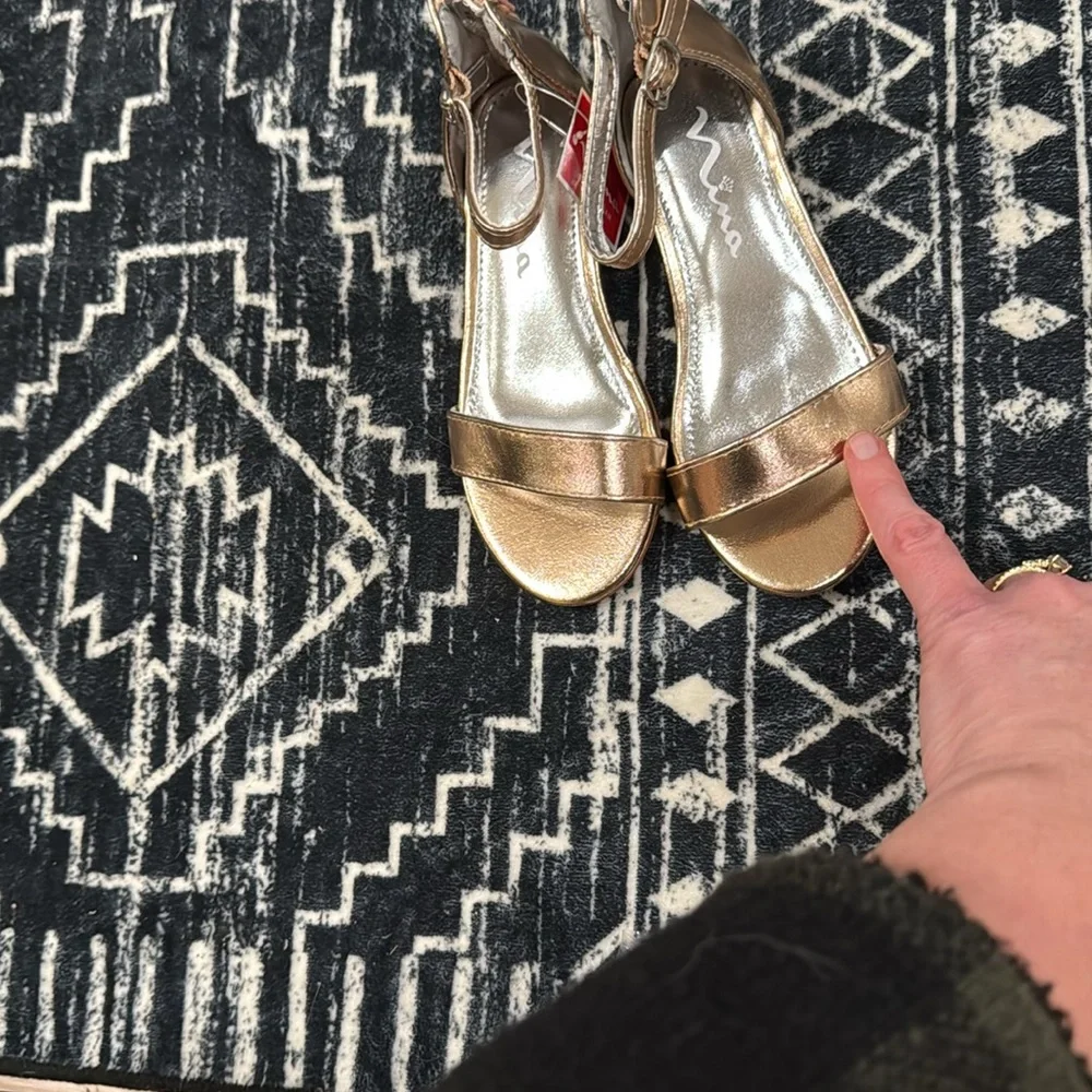 Nina Hidi Platino Metallic Dress Sandals Toddler Girls Size 10